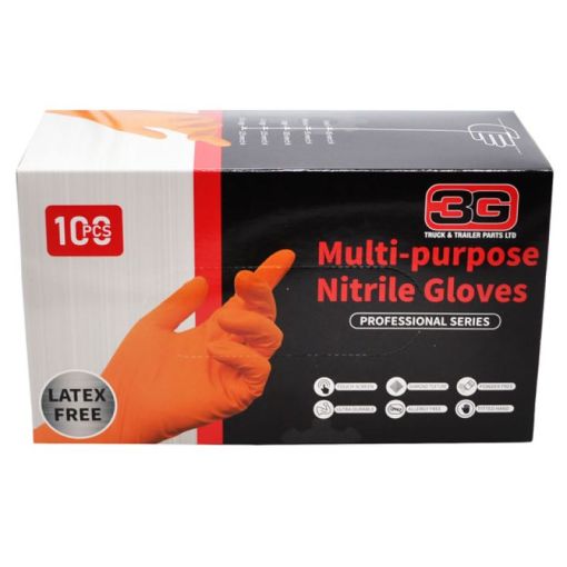 DISPOSABLE H/DUTY ORANGE NITRILE POWDER FREE GLOVES LARGE