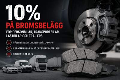 10% på bromsbelägg/10% on brake pads